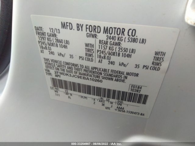 Photo 8 VIN: 2FMDK3JC9EBA10260 - FORD EDGE 