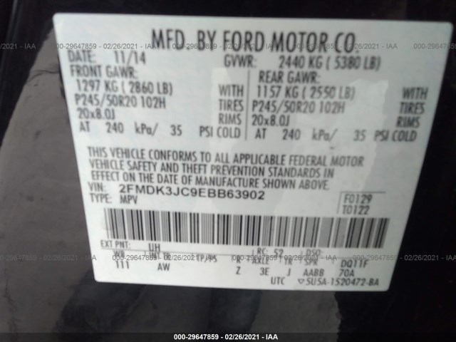 Photo 8 VIN: 2FMDK3JC9EBB63902 - FORD EDGE 