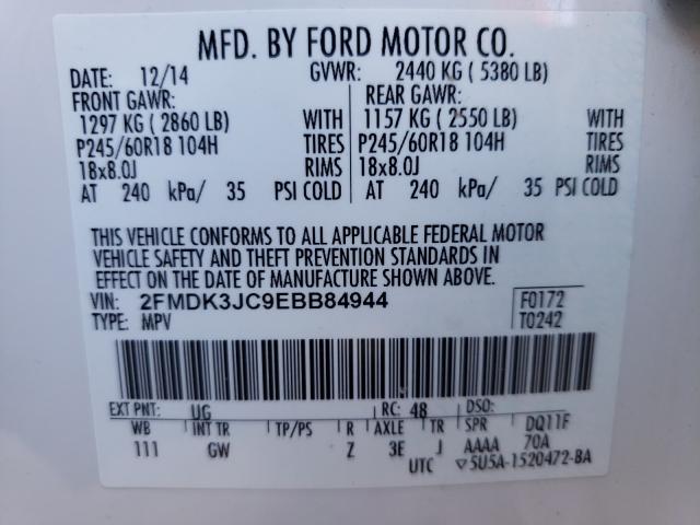 Photo 9 VIN: 2FMDK3JC9EBB84944 - FORD EDGE SEL 