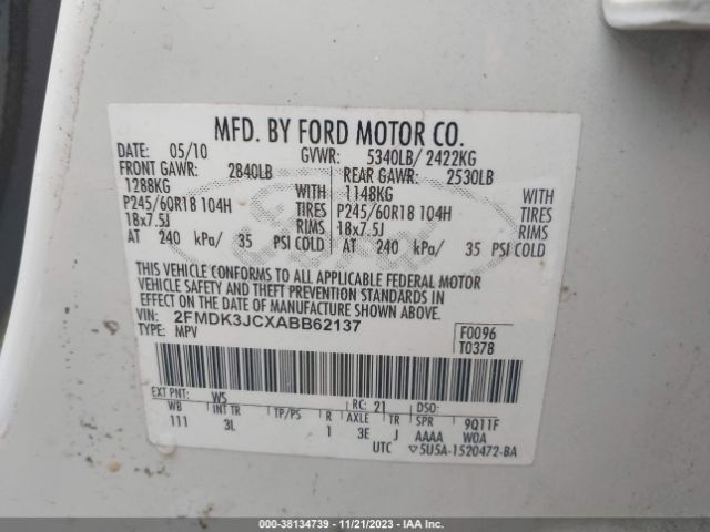 Photo 5 VIN: 2FMDK3JCXABB62137 - FORD EDGE 