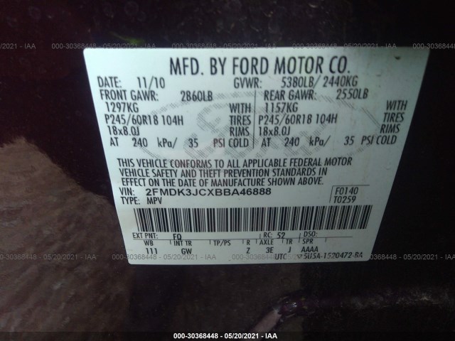 Photo 8 VIN: 2FMDK3JCXBBA46888 - FORD EDGE 