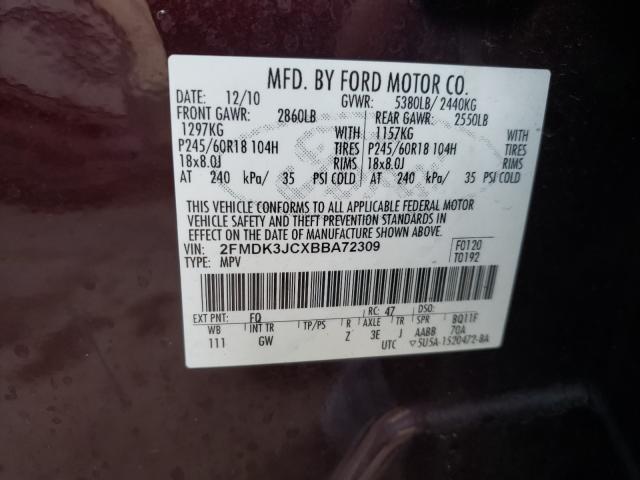 Photo 9 VIN: 2FMDK3JCXBBA72309 - FORD EDGE SEL 