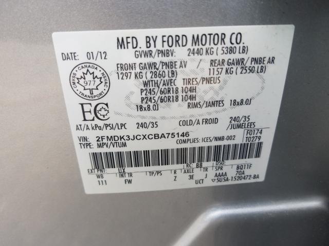 Photo 9 VIN: 2FMDK3JCXCBA75146 - FORD EDGE SEL 