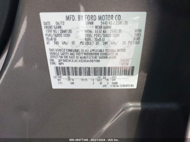 Photo 8 VIN: 2FMDK3JCXDBA56999 - FORD EDGE 