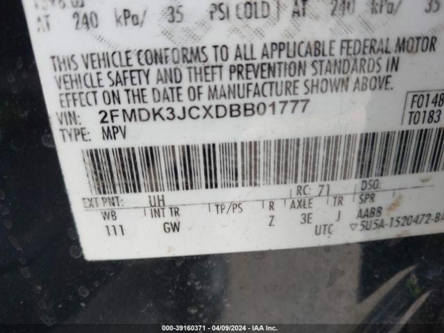 Photo 8 VIN: 2FMDK3JCXDBB01777 - FORD EDGE 