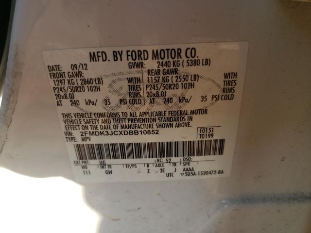 Photo 9 VIN: 2FMDK3JCXDBB10852 - FORD EDGE SEL 