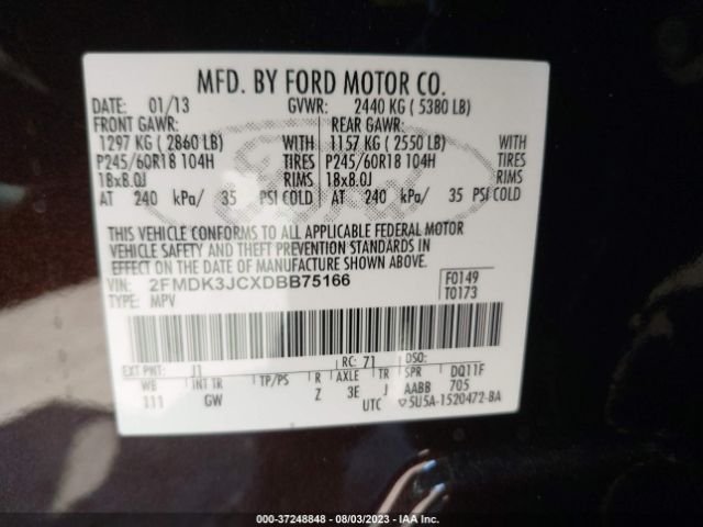 Photo 8 VIN: 2FMDK3JCXDBB75166 - FORD EDGE 