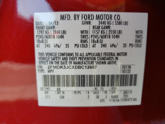 Photo 9 VIN: 2FMDK3JCXDBC12667 - FORD EDGE SEL 