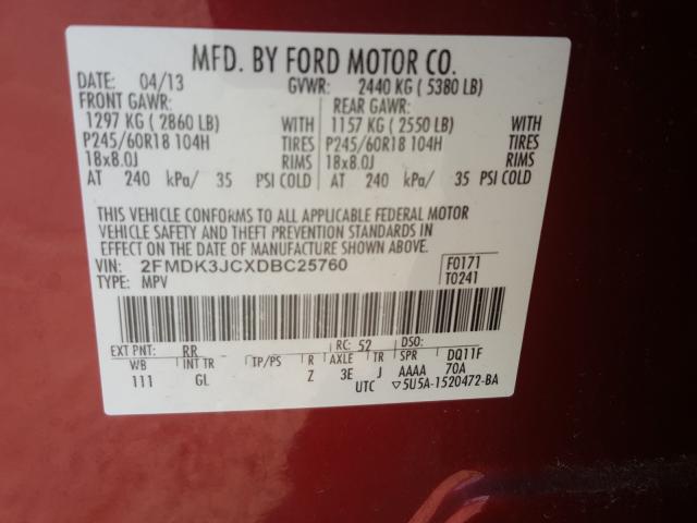 Photo 9 VIN: 2FMDK3JCXDBC25760 - FORD EDGE SEL 