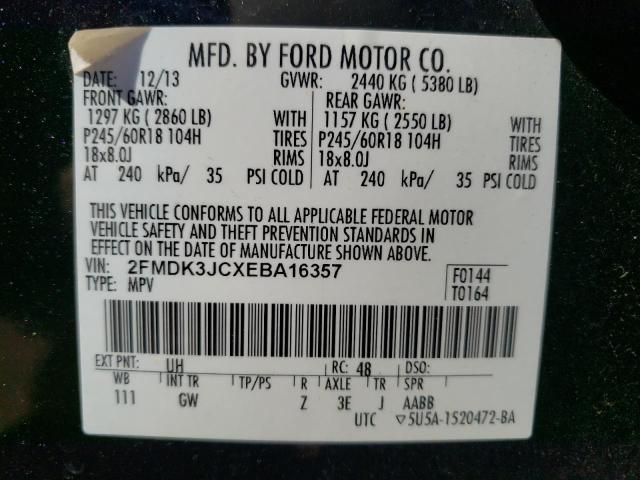 Photo 9 VIN: 2FMDK3JCXEBA16357 - FORD EDGE SEL 