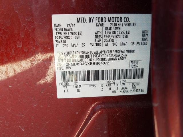 Photo 9 VIN: 2FMDK3JCXEBB64072 - FORD EDGE SEL 