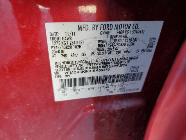 Photo 12 VIN: 2FMDK3K90CBA56379 - FORD EDGE 