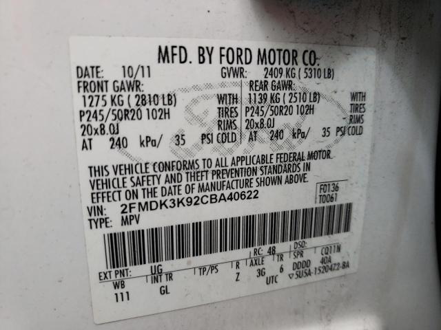 Photo 9 VIN: 2FMDK3K92CBA40622 - FORD EDGE 