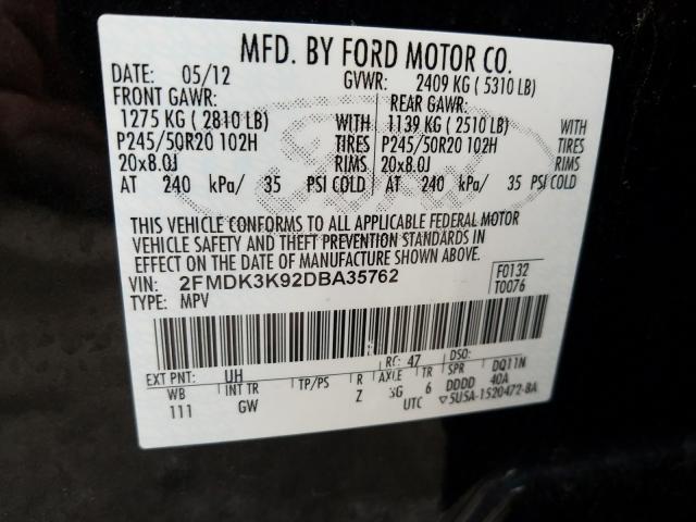 Photo 9 VIN: 2FMDK3K92DBA35762 - FORD EDGE LIMIT 