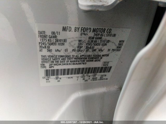 Photo 8 VIN: 2FMDK3K93CBA09783 - FORD EDGE 