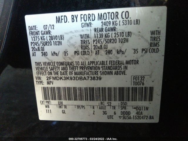 Photo 8 VIN: 2FMDK3K93DBA73839 - FORD EDGE 