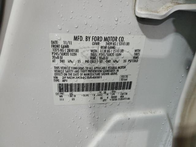 Photo 12 VIN: 2FMDK3K94CBA49581 - FORD EDGE LIMIT 