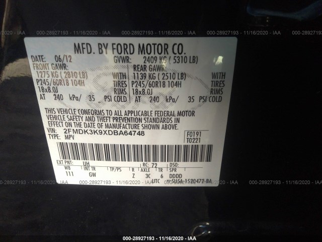 Photo 8 VIN: 2FMDK3K9XDBA64748 - FORD EDGE 