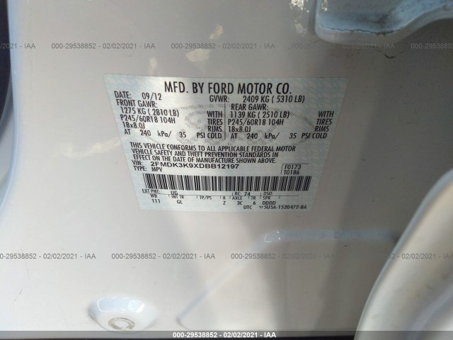 Photo 8 VIN: 2FMDK3K9XDBB12197 - FORD EDGE 