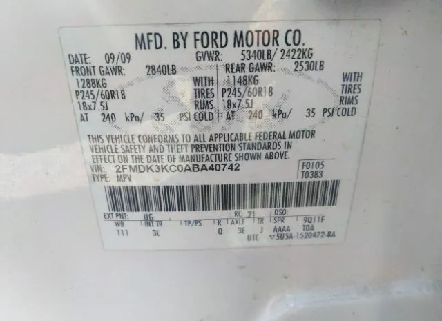 Photo 8 VIN: 2FMDK3KC0ABA40742 - FORD EDGE 