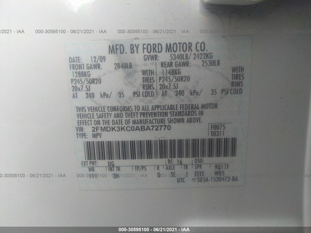 Photo 8 VIN: 2FMDK3KC0ABA72770 - FORD EDGE 