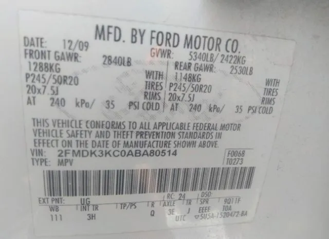 Photo 8 VIN: 2FMDK3KC0ABA80514 - FORD EDGE 