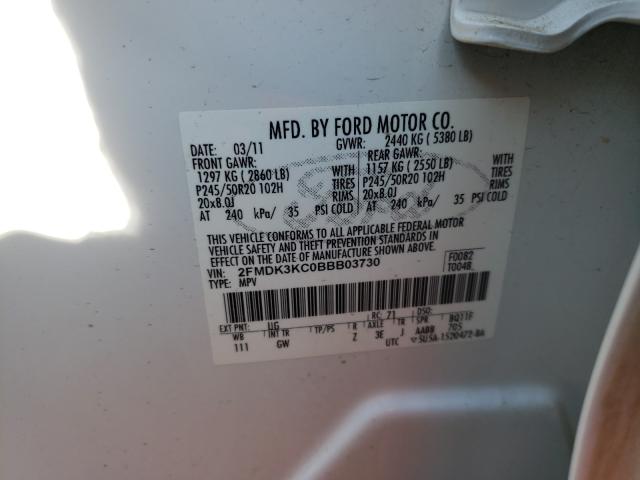 Photo 9 VIN: 2FMDK3KC0BBB03730 - FORD EDGE LIMIT 