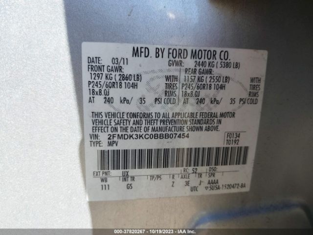 Photo 8 VIN: 2FMDK3KC0BBB07454 - FORD EDGE 