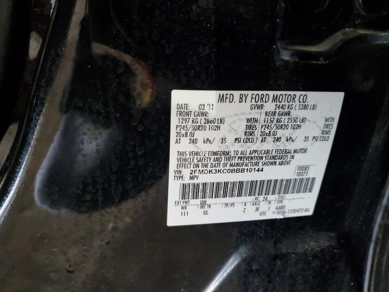 Photo 12 VIN: 2FMDK3KC0BBB10144 - FORD EDGE 