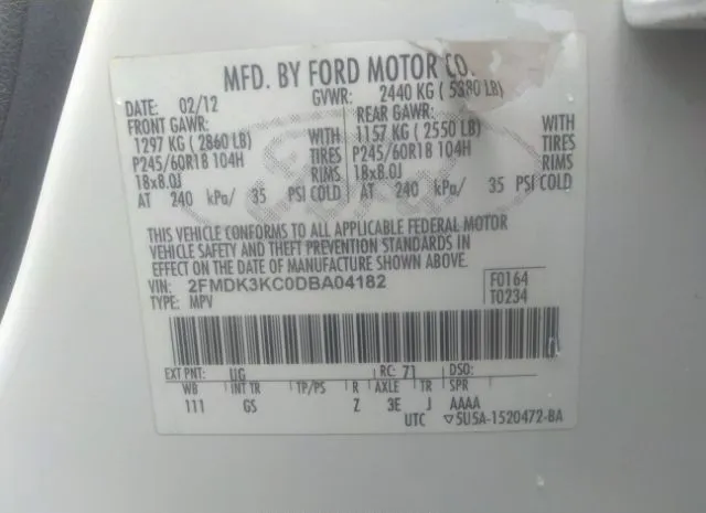 Photo 8 VIN: 2FMDK3KC0DBA04182 - FORD EDGE 