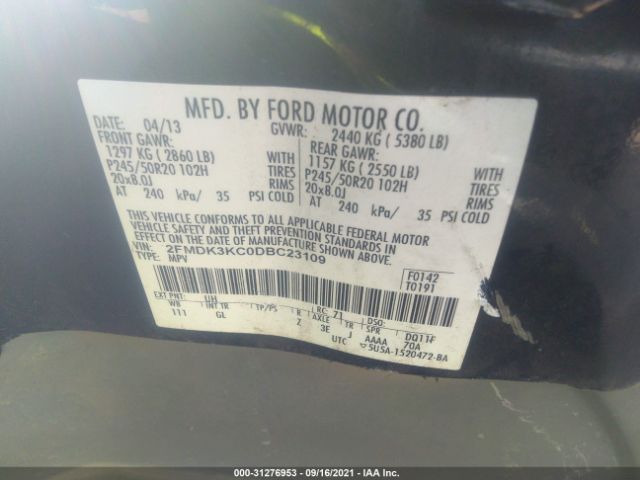 Photo 8 VIN: 2FMDK3KC0DBC23109 - FORD EDGE 