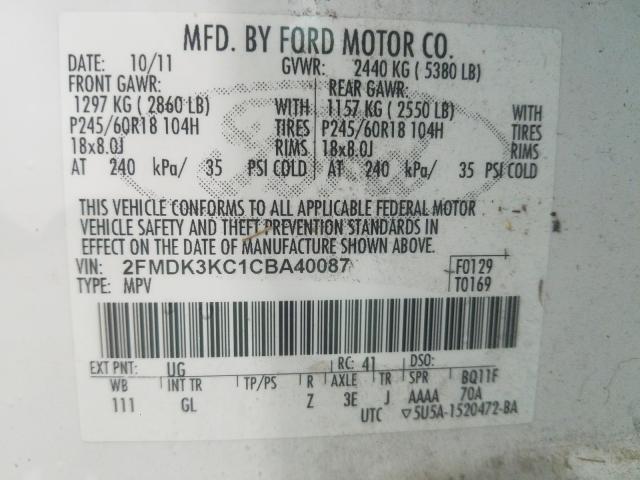 Photo 9 VIN: 2FMDK3KC1CBA40087 - FORD EDGE LIMIT 