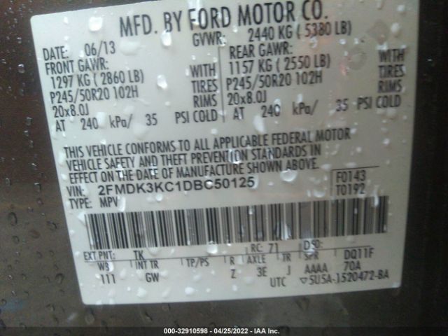 Photo 8 VIN: 2FMDK3KC1DBC50125 - FORD EDGE 