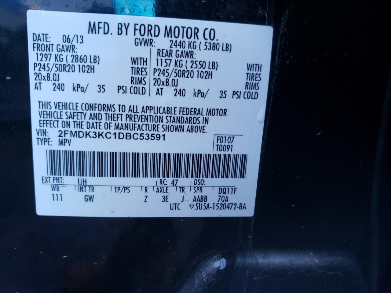 Photo 12 VIN: 2FMDK3KC1DBC53591 - FORD EDGE 