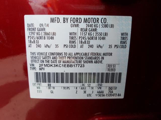 Photo 9 VIN: 2FMDK3KC1EBB17723 - FORD EDGE LIMIT 