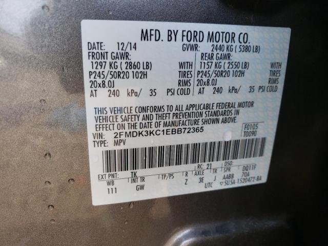 Photo 9 VIN: 2FMDK3KC1EBB72365 - FORD EDGE LIMIT 