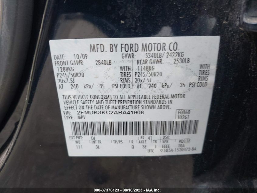 Photo 8 VIN: 2FMDK3KC2ABA41908 - FORD EDGE 