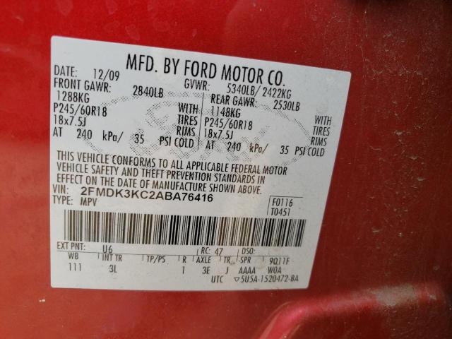 Photo 9 VIN: 2FMDK3KC2ABA76416 - FORD EDGE LIMIT 