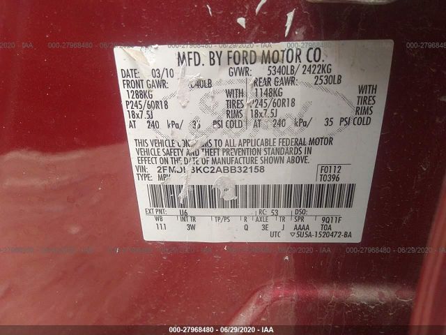 Photo 8 VIN: 2FMDK3KC2ABB32158 - FORD EDGE 