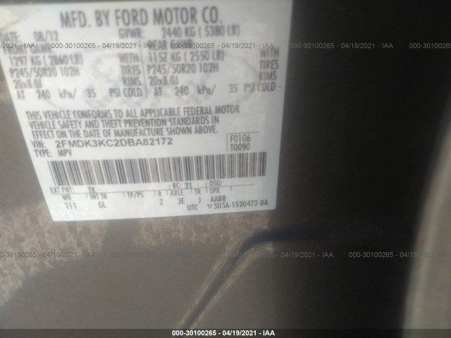 Photo 8 VIN: 2FMDK3KC2DBA82172 - FORD EDGE 