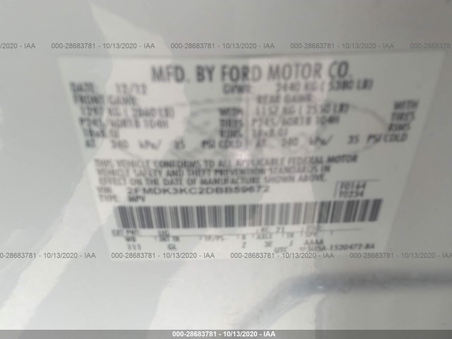 Photo 8 VIN: 2FMDK3KC2DBB59672 - FORD EDGE 