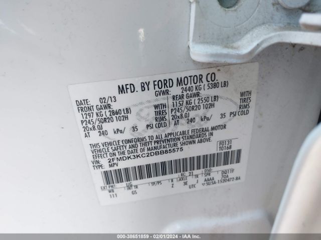 Photo 8 VIN: 2FMDK3KC2DBB85575 - FORD EDGE 