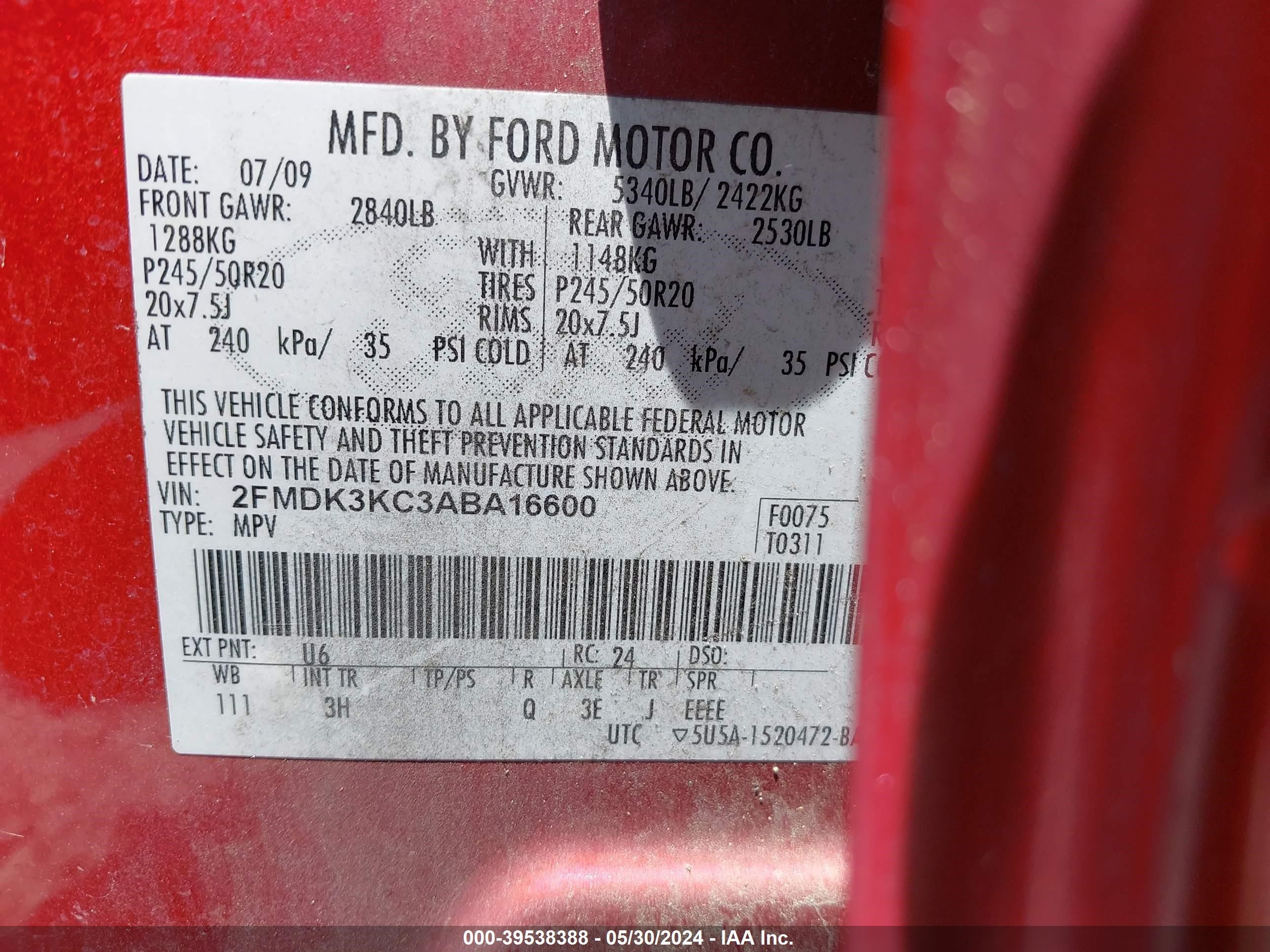 Photo 8 VIN: 2FMDK3KC3ABA16600 - FORD EDGE 