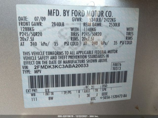 Photo 8 VIN: 2FMDK3KC3ABA20033 - FORD EDGE 