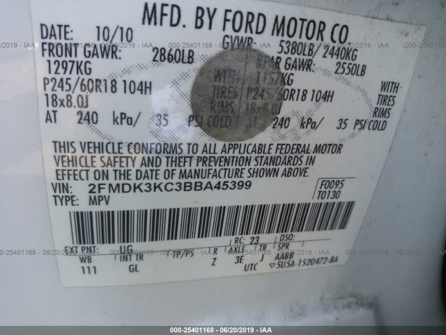 Photo 8 VIN: 2FMDK3KC3BBA45399 - FORD EDGE 