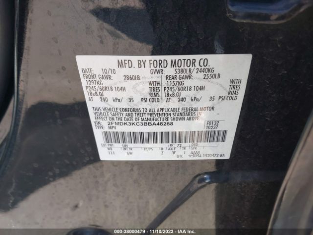 Photo 8 VIN: 2FMDK3KC3BBA48268 - FORD EDGE 