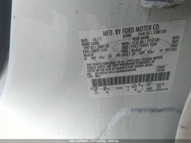 Photo 8 VIN: 2FMDK3KC3BBB42845 - FORD EDGE 