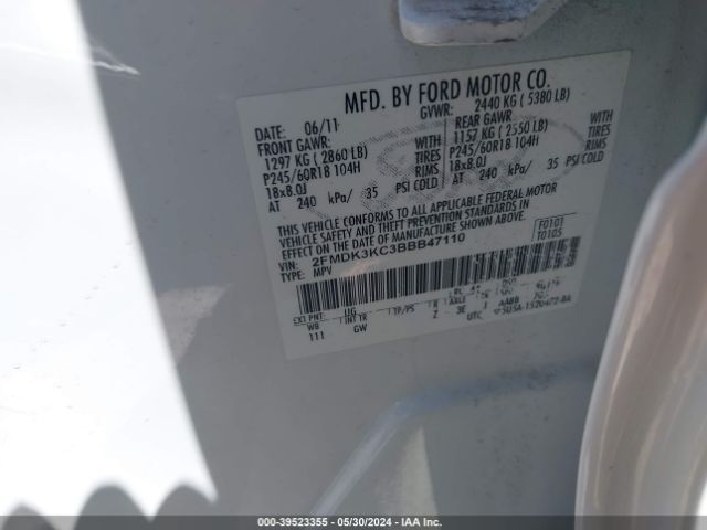 Photo 8 VIN: 2FMDK3KC3BBB47110 - FORD EDGE 