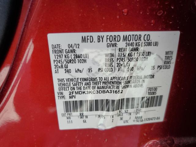 Photo 13 VIN: 2FMDK3KC3DBA31652 - FORD EDGE LIMIT 