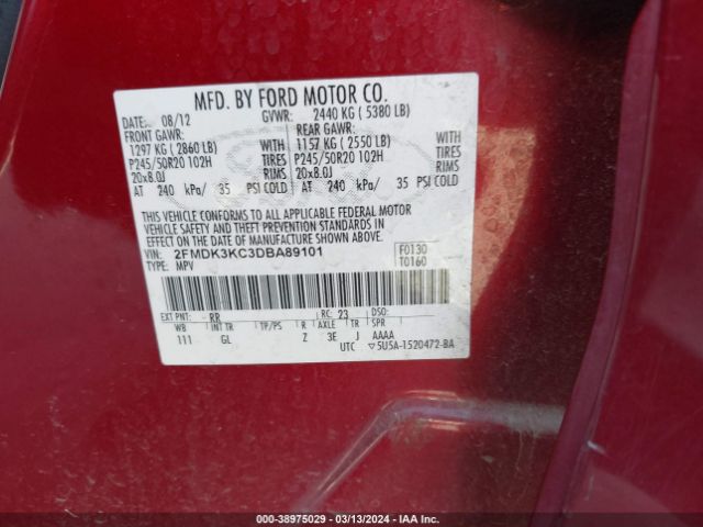 Photo 8 VIN: 2FMDK3KC3DBA89101 - FORD EDGE 